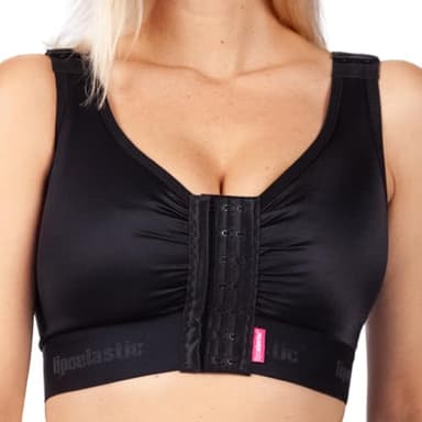LIPOELASTIC PI Extra – Brassière Post-opératoire, Soutien-Gorge de Compression après Chirurgie Mammaire,Fermeture Frontale (FR/ES, Alpha/Lettres, 3TG, Taille Normale, Taille Normale, Noir)