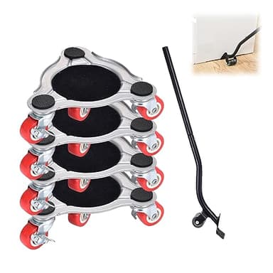 Kit de roulettes pour Meubles Charge Lourde, Charge de 400 kg, Kit Demenagement, Souleve Meuble, roulettes Pivotantes avec Frein, Planche Roulette Demenagement pour Canapé, Commodes
