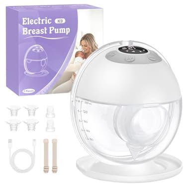 Haokoo K9 Tire Lait Electrique Main Libre avec capuchon anti-poussière - aspiration puissante, silencieux et anti-fuite, 4 modes, 12 niveaux, longue autonomie, Téterelles 17/19/21/24/27 mm (1 unité)