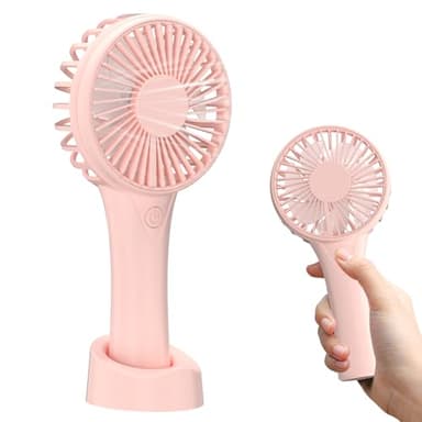 YACAISI Ventilateur portable USB, mini ventilateur main, ventilateur silencieux avec 3 vitesses ajustables, batterie rechargeable de 2500 mAh, petit ventilateur main pour chambre à coucher (rose)