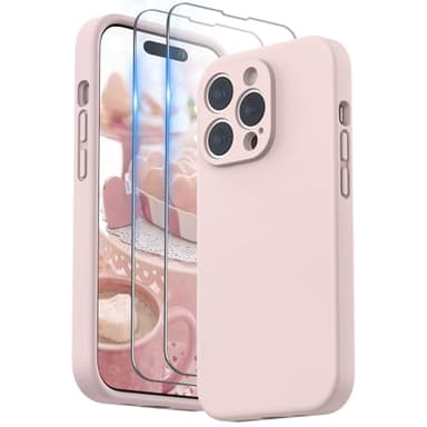 SURPHY Coque Silicone Liquide Compatible avec iPhone 14 Pro Max Coque, Protection Individuelle pour Chaque Objectif Épaissie Silicone Premium Etui 6,7 Pouces, Rose
