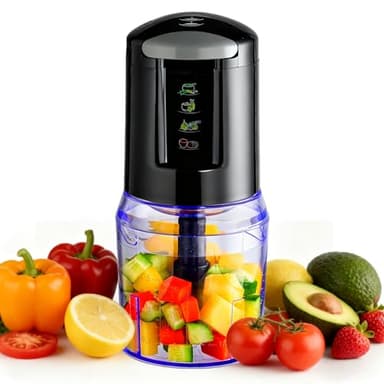 VINATO Hachoir Électrique Multifonction 300W - Robot de Cuisine avec Mixeur, Trancheur d'Oignons et Bol Gradué 500ml pour Légumes, Herbes, Viande
