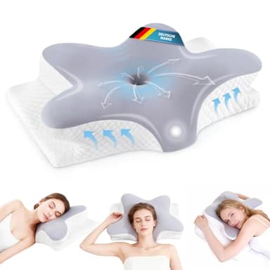 Infaebo Oreiller Ergonomique Cervical à Mémoire de Forme, Oreiller Mémoire de Forme pour la Nuque, Coussin pour Dormir sur Le Côté et sur Le Dos, 62x41x13/11cm, Gris