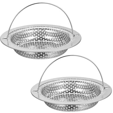2 Pcs Filtre Evier Cuisine, Bouchon Evier Cuisine en Acier Inoxydable, Filtre Lavabo avec Poignée, Passoire Eviers, Grille Bouchon évier Cuisines pour récupérer aliments(OD 11cm, ID 9cm, H 2cm)