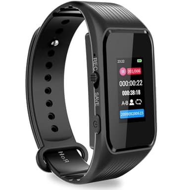 Volorful Bracelet Enregistreur Vocal – Protection par Mot de Passe, Enregistrement One Touch HD 1536KB, Enregistreur à Activation Vocale avec Réduction de Bruit DSP pour Réunions Interviews (64GB)