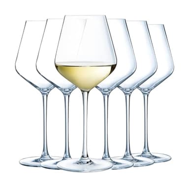 Cristal d'Arques Paris - Collection Ultime - 6 Verres à pied 47 cl en Cristallin - Brillance, Transparence et Haute Résistance - Fabriqués en France - Emballage renforcé, adapté à la vente en ligne