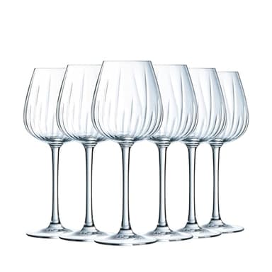 Cristal d'Arques Paris - Collection Swirly - 6 Verres à pied 35cl - Fabriquées en France - Emballage renforcé