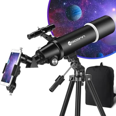 Télescope d'astronomie pour Adultes, Ouverture 80 mm, Ouverture 600 mm, télescope de Voyage Portable pour débutants et Enfants avec trépied Adaptateur de téléphone Sac à Dos