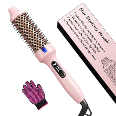 Brosse Chauffante 38 mm Ionique – Lissage, Boucles, Volume, 30s Chauffage (Rose)