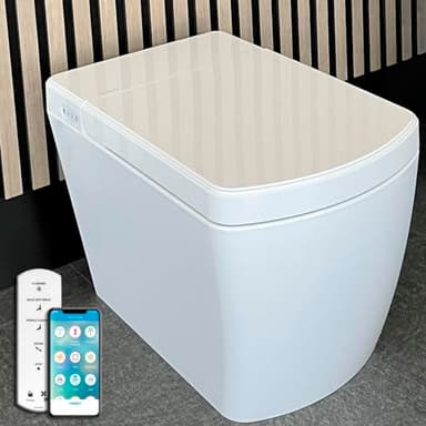 Toilettes intelligentes de style japonais Okinawa | Nettoyage au jet d'eau | Séchage d'air chaud | Télécommande | Décharge automatique | Siège chauffant.