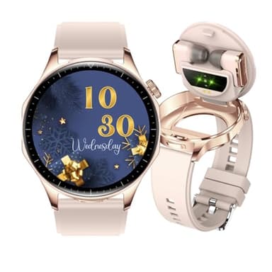 AIEK Montre intelligente pour homme et femme, écouteurs Bluetooth intégrés, grand écran AMOLED de 1,4 pouce, montre de sport compatible avec téléphone iOS Android, bracelet de fitness avec moniteur de