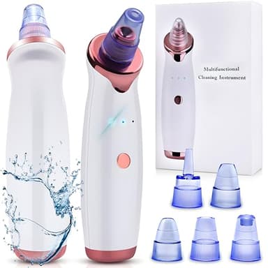 Retoo Extracteur de points noirs avec 5 embouts d'aspiration interchangeables et 3 niveaux, aspirateur avec aspirateur à points noirs et recharge USB, aspirateur sous vide, aspirateur de pores, Blanc