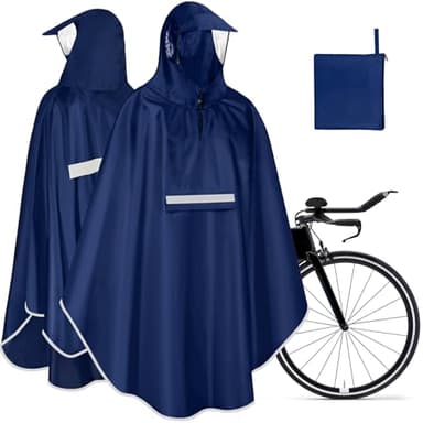 NEWIROVE Cape Pluie Velo Portable Léger Poncho Pluie Velo Imperméable Vêtements Avec Reflechissant Unisexe Poncho Pour Homme Femme, Bleu