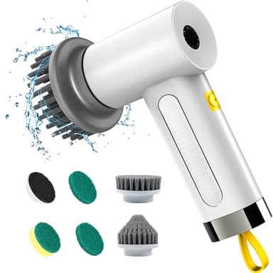 Brosse de nettoyage électrique, Spin Scrubber pour salle de bain et joints, brosse de nettoyage pour la maison avec 5 têtes de brosse, 2 modes, parfait pour nettoyer en profondeur le carrelage, la