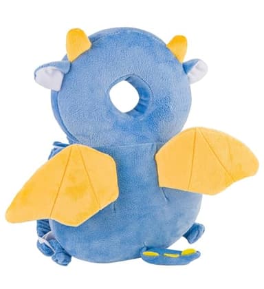 Coussin de Protection de Tête de Bébé,Coussin de sac à dos Réglable et Respirant pour Tout-petits,Convient Aux Enfants qui Apprennent à Ramper et à Marcher Avec Genouillères (Dragonneau Volant)