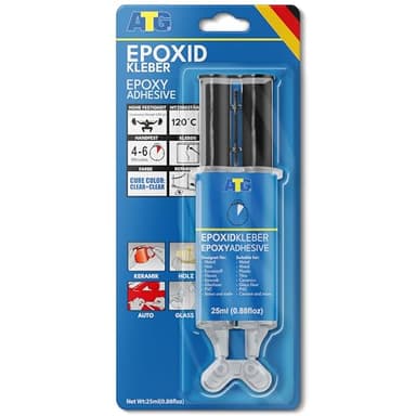ATG® Colle Epoxy 25 ml – colle epoxy bi composant transparente haute résistance | colle forte métal, plastique & verre | adhésif epoxy durable multi-matériaux