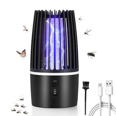 DJROLL Lampe Anti Moustique Intérieur, Tue Mouche Electrique Rechargeable USB avec Éclairage LED, Lampe Moustique Élimination 360° pour Extérieur, Camping & Jardin