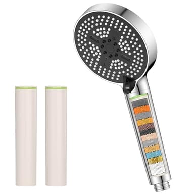 YEAUPE PRO Pommeau de Douche Haute Pression avec Filtration à 25 Étapes, Pommeau de Douche anti calcaire et 6 Modes de Jets, Améliorez la Qualité de l’Eau et la Douche Quotidienne, Chromé