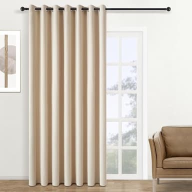 Topfinel Rideau Occultant Beige 300 x 240cm, Rideaux Thermique Isolant Anti Froid et Anti Chaleur, Rideau de Porte à Oeillets Décoratif pour Salon Moderne Chambre Adult ou Enfant Cuisine 1 Panneau