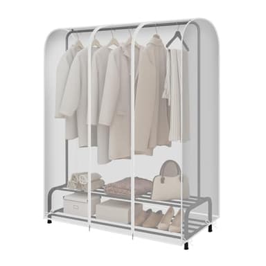 GQC Housse transparente pour portant à vêtements avec 2 fermetures éclair durables Ouverture et Fermeture Faciles Étanche et anti poussière 150x50x150 cm