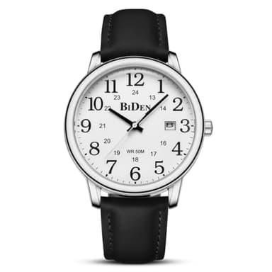 HANPOSH Montre Homme Bracelets en Cuir avec Grand Cadran numérique, faciles à Lire, Montres à Quartz étanches Montres pour Hommes ou Femmes