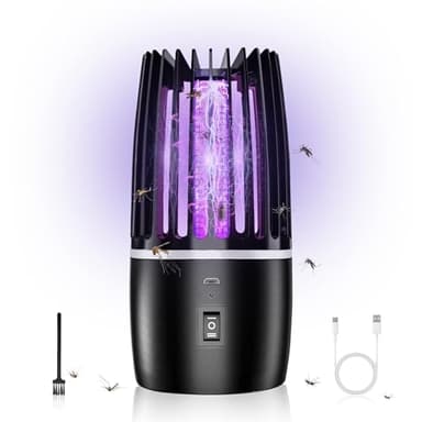 Lampe Anti Moustique, 4000mAh Lampe électrique Anti Insectes Rechargeable USB Piège à Mouche Insectes, Lampe Moustique Élimination 360° pour Extérieur, Camping & Jardin