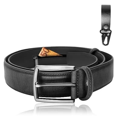 BLAINDERS Ceinture Porte-Monnaie en Cuir, Pochette Secrète d'homme et de Femme, Ceinture Cache Billets, Idéal pour Une Meilleure Sécurité en Voyage et Travail. (Noir)