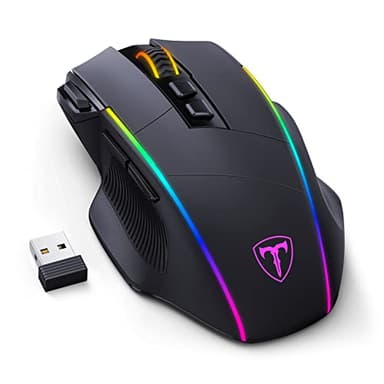 RisoPhy Souris Gamer sans Fil, Tri-Mode 2.4 G/USB-C/Bluetooth,10 000 PPP, RVB, Ergonomique, 8 Boutons Programmables,Souris Gaming de Rechargeable,PC/Mac - Noire