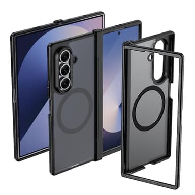 Effcotuo Magnétique Coque pour Samsung Galaxy Z Fold 7 5G Case avec MagSafe, Anti-Chute Silicone Souple + Acrylique Givré Coque, Etui Translucide Mat Arrière Housse Fine Antichoc - Noir