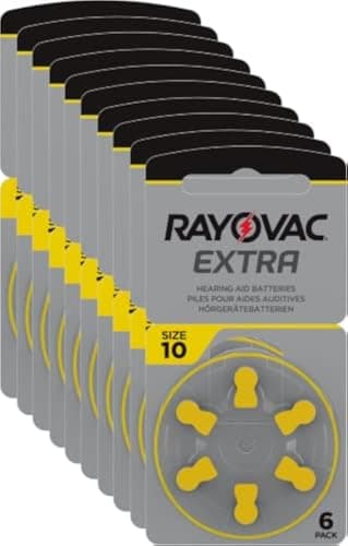 Rayovac R-extra-10 avancée Piles auditives (type: 10, 60-pack) Zinc Air 10 / PR70