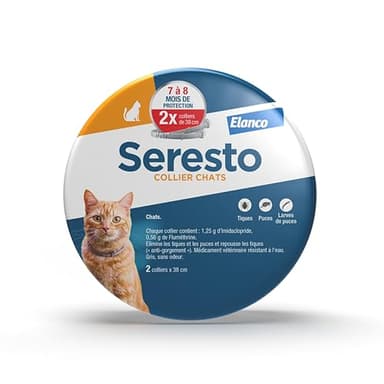 Seresto Colliers Chats – 2 Protections anti puces et anti tiques en continu – Collier Seresto pour chat avec protection longue durée de 7 à 8 mois – Gris