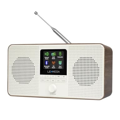 LEMEGA IR4S Radio Internet Stéréo,Radio WiFi Dab/Dab+,FM,Spotify Connect&Podcasts,Bluetooth,Haut-parleurs Stéréo 2.0,Double Réveil,60 Préréglages,Sortie Casque,Contrôle Via l'application OKTIV,Noyer
