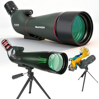 BOSTRON Longue-Vue 20-60 x 80 pour Tir à La Cible-Double Mise au Point HD FMC, Longue-Vue avec Adaptateur Téléphone Sac Trépied, pour Observation des Oiseaux, Faune et Flore, Tir à l'arc