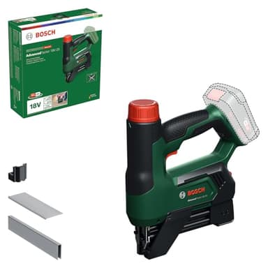 Bosch 18V System agrafeuse/cloueur sans fil AdvancedTacker 18V-25 (puissant outil 2 en 1 pour clouer et agrafer ; avec agrafes, clous, butée de distance, embout guide-fil)