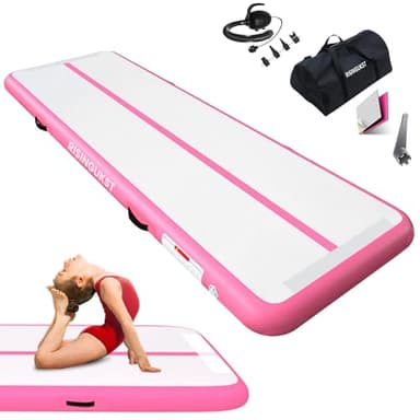 Tapis de Gymnastique Gonflable, Air Gymnastique Track, Tapis de Fitness 10cm/15cm/20cm Haut airtrack 2/3/4/5/6 m, Tapis Adapté Pour le fitness le yoga l'entraînement (Rose, 200x100x10cm)