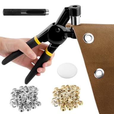 talifoca Kit d'œillets de 3/8" - Outil manuel pour poinçonnage de trous - Presse à œillets - Avec 300 œillets de 10 mm - Pour toile en cuir et tissu