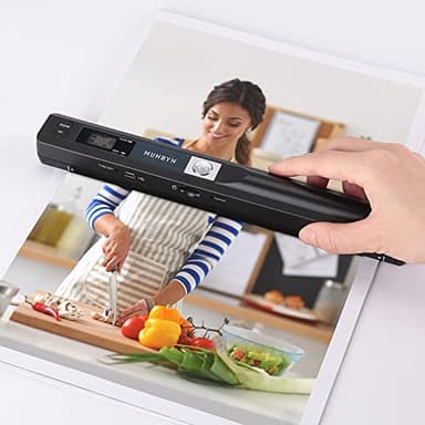 【Scanner de Documents Portable】 MUNBYN Mini Scanner de Poche Portable sans Fil avec SD 16GB, 900 DPI Resolution, A4/Sélection de Format JPG/PDF LCD, Noir