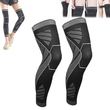 ZEPOIYM Compression de Jambe complète Flytex, Manchon de Compression de Jambe complète Flytex, Soutien du Genou pour la Course, Manchons de Compression pour Genoux et Jambes (L,1 Pair)