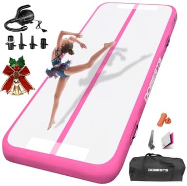 DOBESTS Air Track Tapis de Gymnastique Gonflable, Air Floor Mat, 10cm / 20cm Haut Tapis Entraînement, Tapis de Gymnastique 2/3/4/5/6 m, Gym Tumbling avec Pomp a air (rose, 200x100x10 cm)