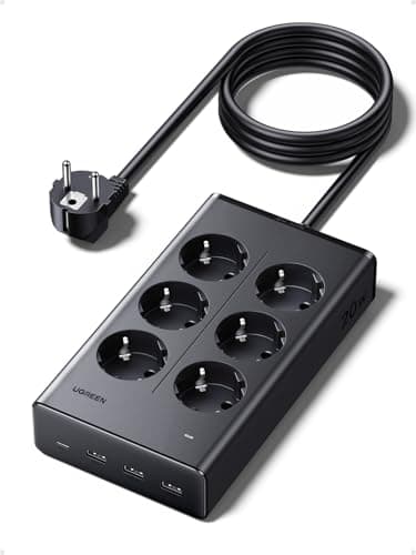 UGREEN 10 en 1 Multiprise Parafoudre et Surtension 3680W 6 Prise AC 4 USB Bloc Electrique USB C 20W avec Interrupteur Compatible avec iPhone 17 16 15 14 13 Galaxy S25 S24 iPad MacBook Rallonge 1.3M