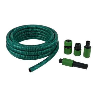Kinzo Kit tuyau d'arrosage de 30 m – Tuyau d'arrosage 14 mm (1/2") max. 6 bar – Avec 3 raccords et 1 pièce de pulvérisation – Convient pour arroseurs de jardin – Vert