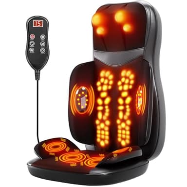 serebrant Masseur de Dos Shiatsu avec Chaleur, Siège Massant avec Compression Pétrissage Vibration pour Le Soulagement Complet de la Fatigue, Tapis de Massage pour Le Bureau et la Maison