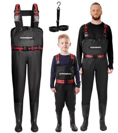 DaddyGoFish Waders de Poitrine pour Enfants et Adultes, Cuissardes de pêche et de Chasse avec Une Poche et Un Cintre