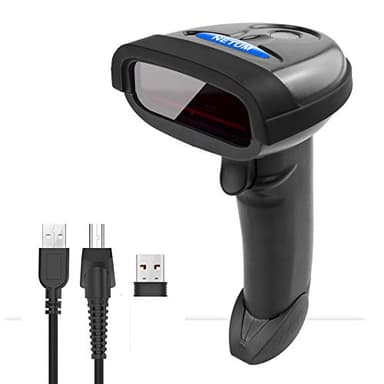 NETUM 2 en 1 2.4G sans Fil et USB Filaire Lecteur de Codes-Barres Laser 1D Lecteur de Codes-Barres Portable Lecteur de Codes-Barres Rechargeable sans Fil pour Ordinateur Mac Portable (NT-1698W)