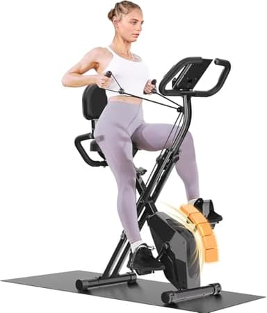 Dskeuzeew Vélo d'appartement pliable pour maison, 4 en 1 vélo magnétique pliable, vélo d'appartement 16 niveaux de résistance, moniteur LCD et capteur de fréquence cardiaque