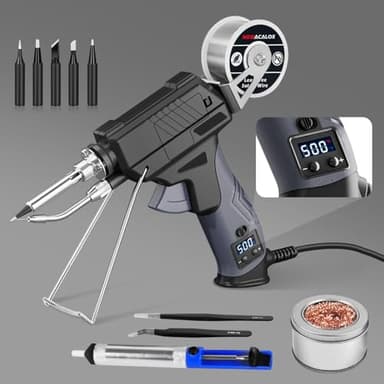 NEWACALOX Pistolet à Souder Automatique avec Affichage LCD, Température Réglable 180–500 °C, Fer à souder Chauffe Rapide 15s, Soudure à Une Main, Kit Complet pour Électronique & Bricolage