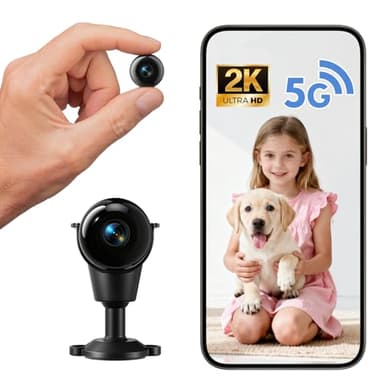JOYTOUR Mini Caméra Espion WiFi 5 GHz avec Stockage Cloud Gratuit, 2K HD Micro Caméra Espion sans Fil, Double Écran avec Détection de Mouvement et Vision Nocturne pour Intérieur
