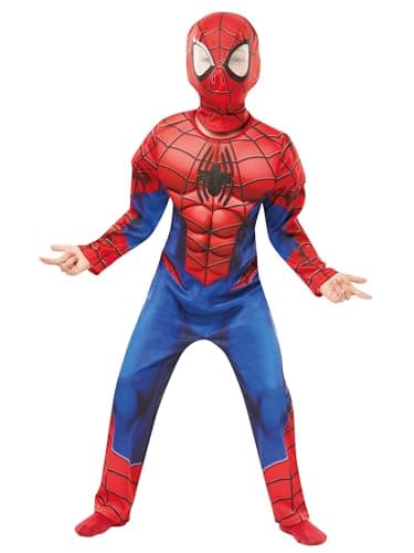 RUBIE'S SPIDER-MAN - Marvel officiel - Déguisement pour enfant de luxe Spider-Man. Taille 3-4 ans. Costume avec combinaison aux muscles rembourrés et cagoule attache velcro