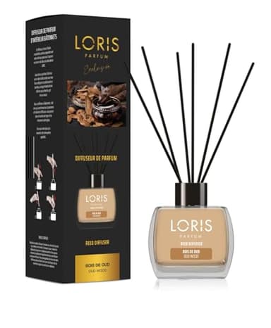 LORIS Diffuseur de Parfum Batônnets 120mL - Diffuseur de Parfum - Parfum de Maison - Reed Diffuseur Pour Salon, Chambre, Salle de Bain et Bureau (Bois de Oud)