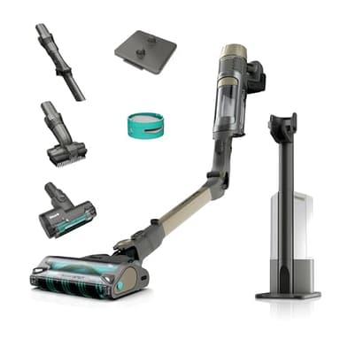 Shark PowerDetect Clean & Empty Aspirateur Balai sans Fil spécial Poils d’Animaux, Système Anti-allergènes, Base autovidante, Anti-emmêlement, Technologie Reverse Clean, Or pâle IP3253EUT